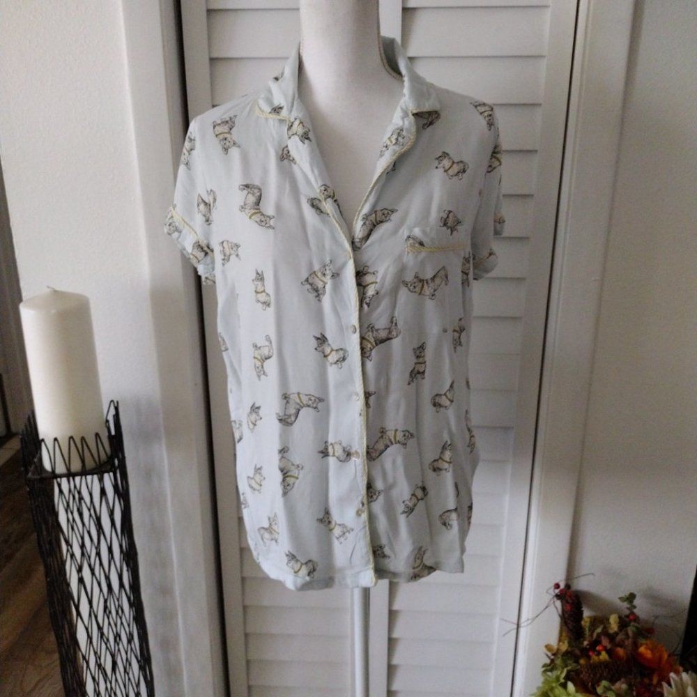 Tabitha Webb Corgi dog short sleeve pajama short set Sz. M